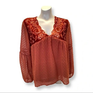Indigo Poppy Peasant Top